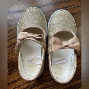 Janie and Jack toddler girl gold sparkle shoes